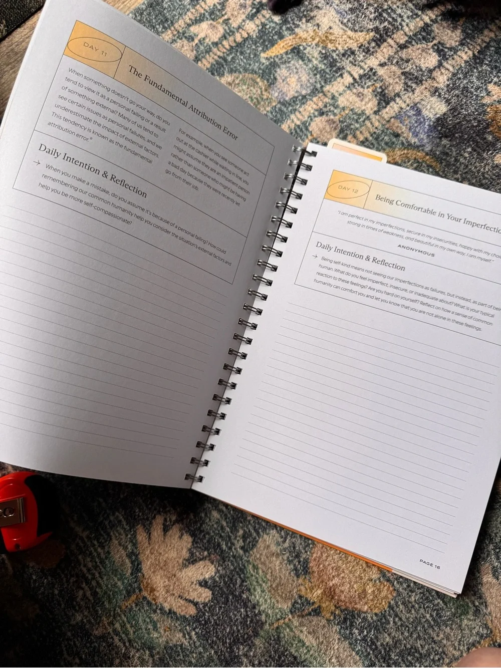 Switch Self-Love 16 Week Guided Notebook — Coral & Green